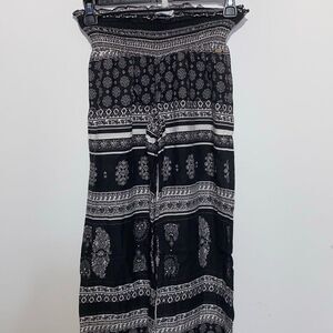 O'Neill Women's Black White Johnson Bandana Pull On Straight Leg Pants Small